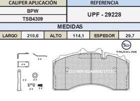 JUEGO PASTILLAS BPW EJE TSB4309 TRUCKLINE TRUPAS2005