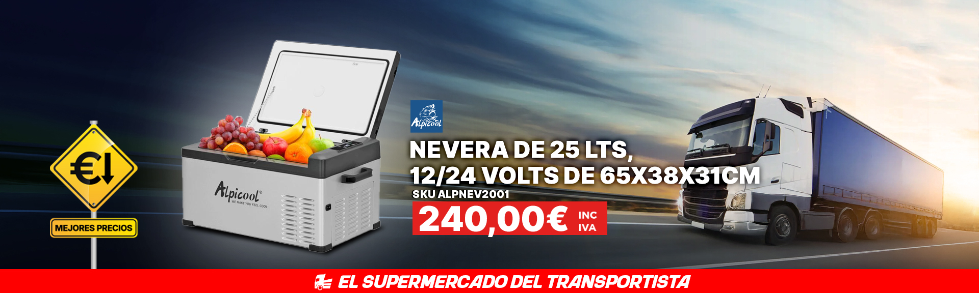 Nevera 25 lts 12 y 24 volts