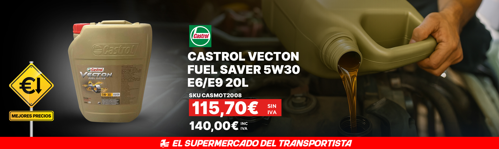 CASTROL VECTON FUEL SAVER 5W30 E6/E9 20L